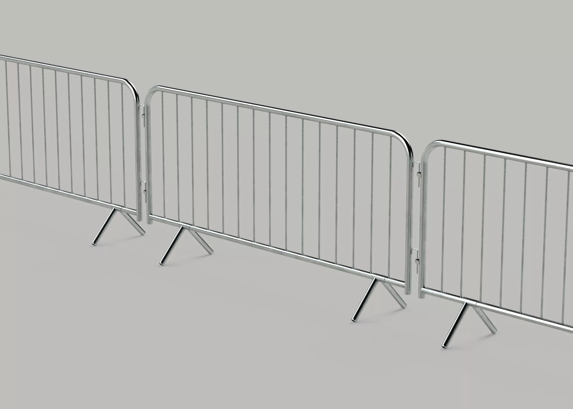 line 2.3m pedestrian barriers connected