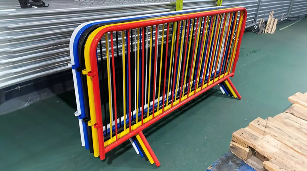 Pedestrian Barriers in different powder coating colours