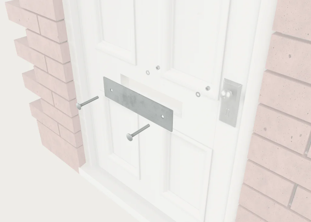 Exploded view of security letterbox cover components.