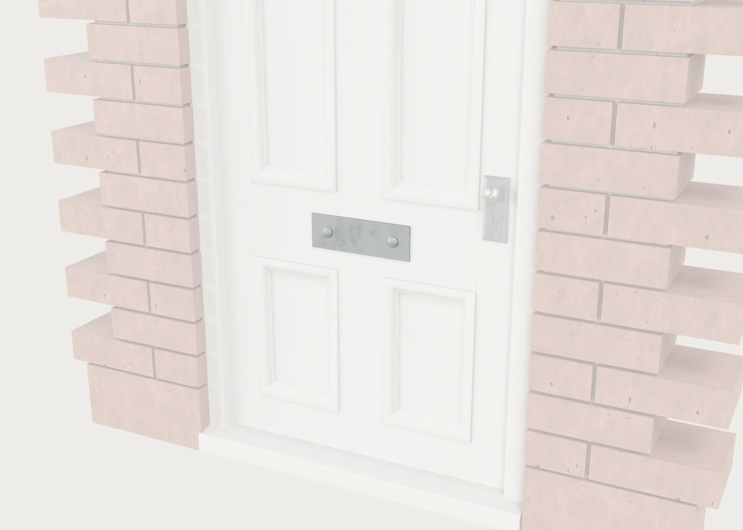 300mm letterbox security plate on door. Scene of grey background.